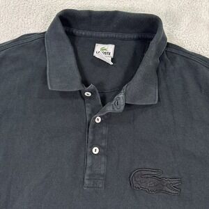 Lacoste Polo Shirt Classic Fit Short Sleeve Casual BIG Logo Black Size 8 XXL EUC